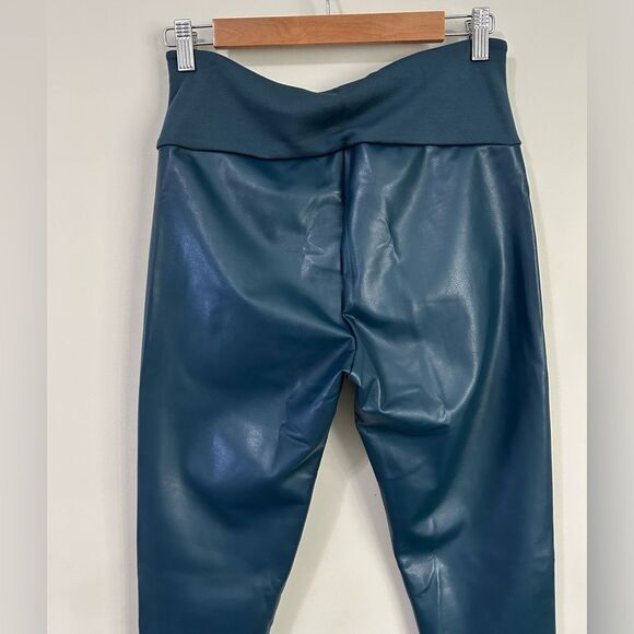 Assets by Spanx Faux Leather Shaping Leggings Pants Sea Blue - Picture 8 of 10